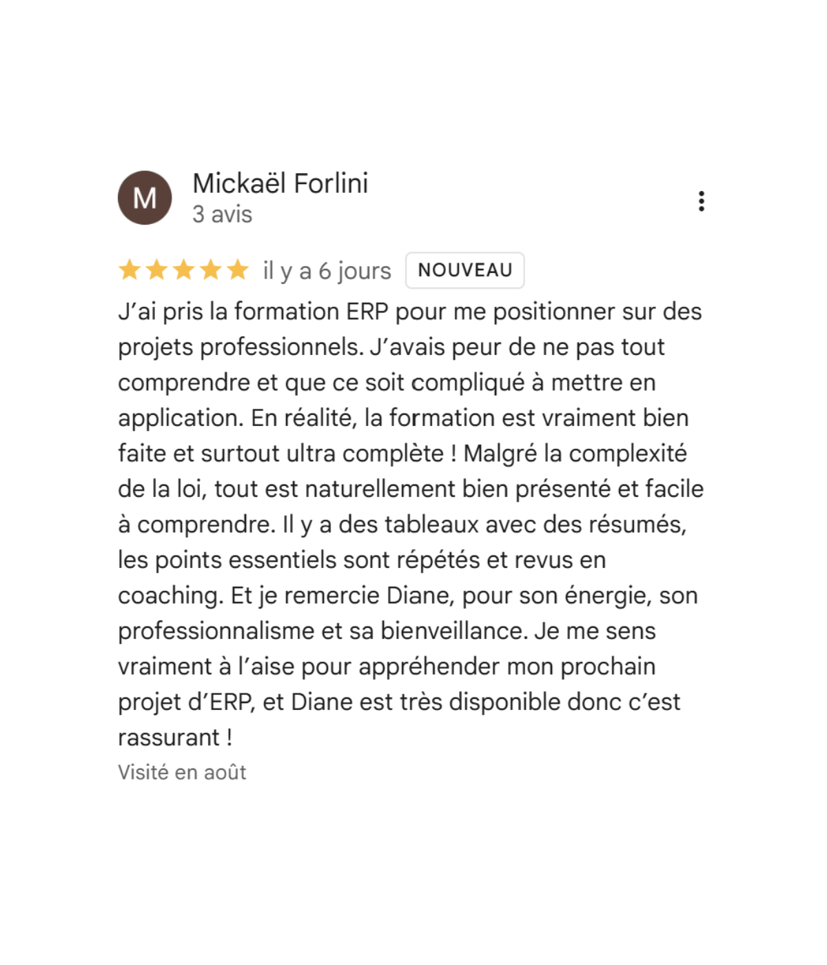 "Une formation ultra complète qui rend la réglementation facile à comprendre et donne confiance pour son prochain projet"